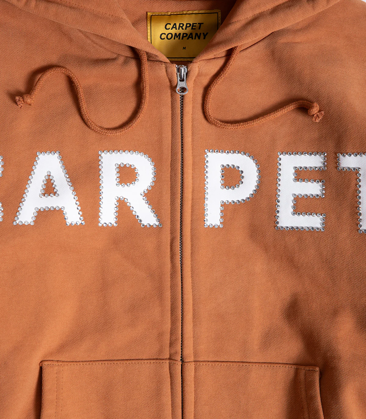 Carpet Rhinestone Double Zip Up Hooded Sweatshirt - Image 2